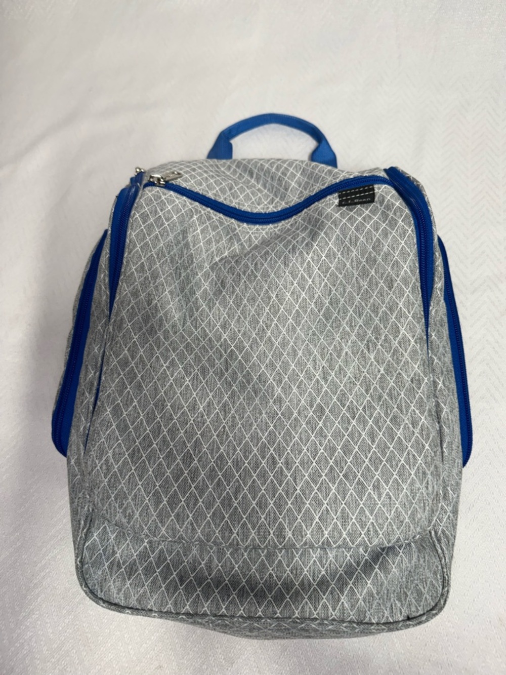L.L. Bean Gray with Blue Trim toiletries travel bag